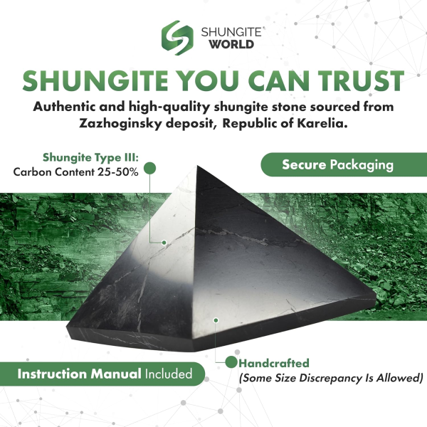 5-Piece Shungite Pyramid Set – 50mm Polished Natural Healing Crystals - Image 3