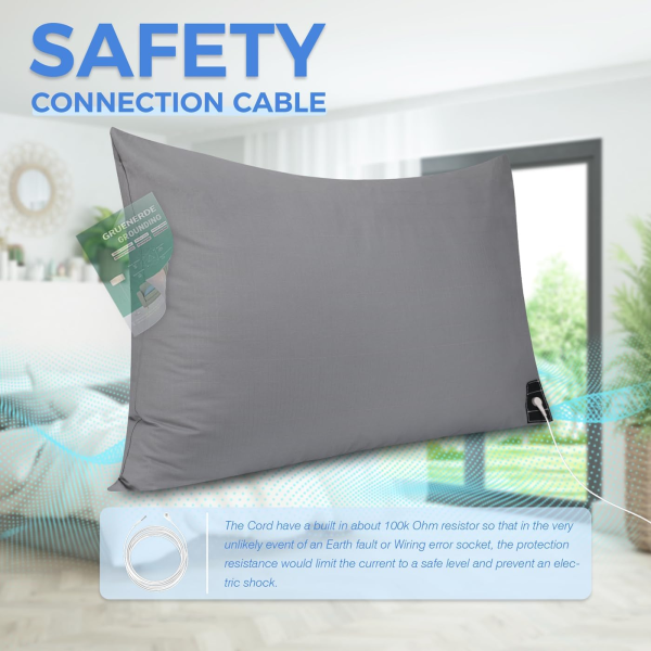 Grounding Pillowcase – Conductive Silver Fiber for Sleep, Stress & Pain Relief (King Size, 20” x 36”, Gray) - Image 6