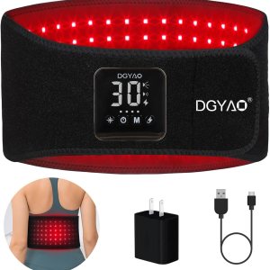 D MAX Cordless Red Light Therapy Belt – Infrared Therapy Wrap for Back & Body Pain Relief (Pulse Therapy, Adjustable Intensity, 4000mAh Battery)