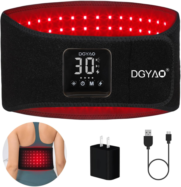 D MAX Cordless Red Light Therapy Belt – Infrared Therapy Wrap for Back & Body Pain Relief (Pulse Therapy, Adjustable Intensity, 4000mAh Battery)