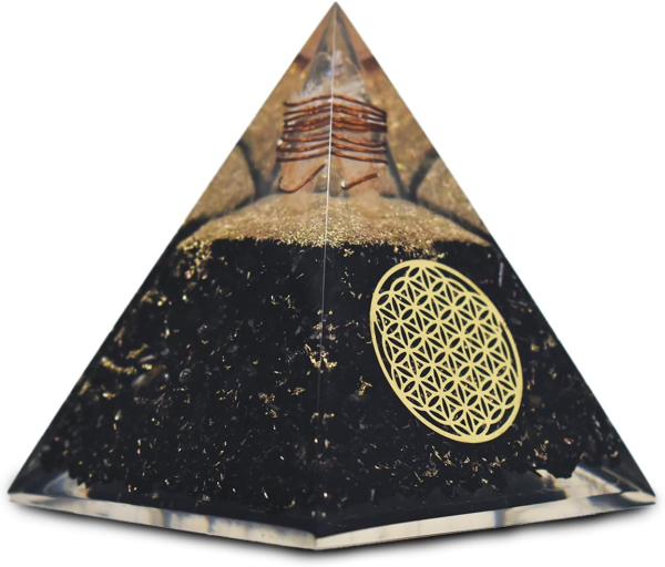 Black Tourmaline Orgonite Pyramid – EMF Protection, Healing, and Positivity
