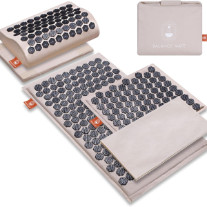 Balance Mate Acupressure Mat & Pillow Set – Natural Pain Relief & Relaxation (Soft Cream)