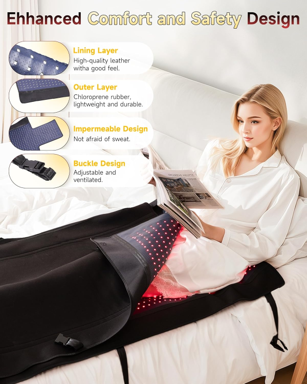 2025 Upgraded Full Body Red Light Therapy Mat – Triple-Mode Infrared Mat for Pain Relief, Skin Health & Recovery (73" x 33.4", 660nm & 850nm Dual-Wavelength, Black) - Image 4