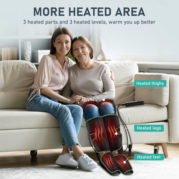 QUINEAR Leg Massager with Heat & Compression – Circulation & Pain Relief for Calves, Feet & Thighs - Image 9