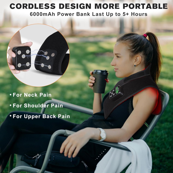 Cordless Red Light Therapy Wrap – Infrared & Near-Infrared LED Device for Shoulder & Neck Pain Relief (Portable & Adjustable) - Image 4