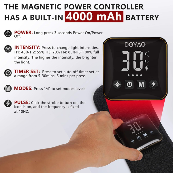 D MAX Cordless Red Light Therapy Belt – Infrared Therapy Wrap for Back & Body Pain Relief (Pulse Therapy, Adjustable Intensity, 4000mAh Battery) - Image 6