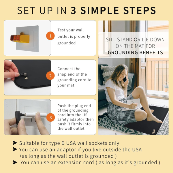 Grounding Mat Kit – 2-Pack Grounding Therapy Mats for Sleep, Stress & Inflammation Relief (24” x 16”) - Image 3