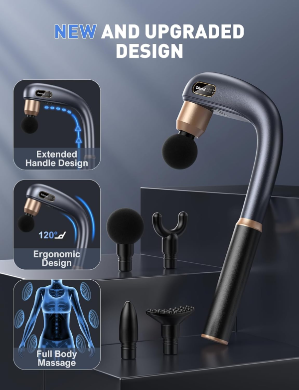 Extended Handle Massage Gun – Deep Tissue Back & Muscle Massager for Pain Relief - Image 2
