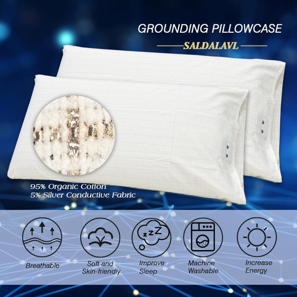 Grounding Pillowcase – Conductive Organic Cotton & Silver Fiber for Sleep, Energy & Pain Relief (Queen Size, 20” x 30”) - Image 5
