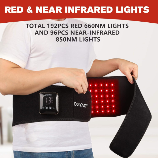 D MAX Cordless Red Light Therapy Belt – Infrared Therapy Wrap for Back & Body Pain Relief (Pulse Therapy, Adjustable Intensity, 4000mAh Battery) - Image 3