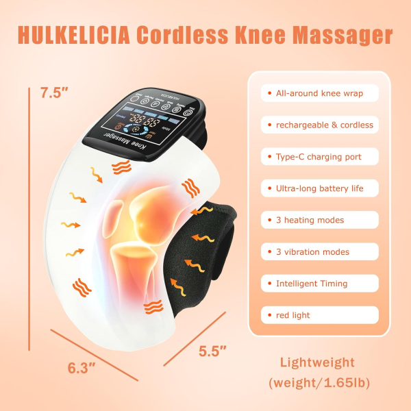 Pro+ 4-in-1 Cordless Knee Massager – Red Light, Heat & Vibration Therapy for Pain Relief - Image 8