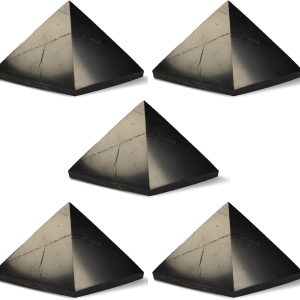 5-Piece Shungite Pyramid Set – 50mm Polished Natural Healing Crystals