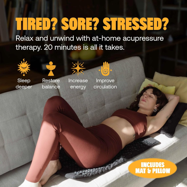 Premium Shakti Acupressure Mat & Pillow Set – Signature Spikes for Deep Muscle Relief & Relaxation (Black) - Image 3