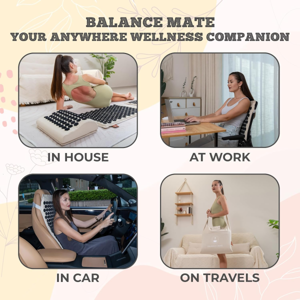 Balance Mate Acupressure Mat & Pillow Set – Natural Pain Relief & Relaxation (Soft Cream) - Image 6