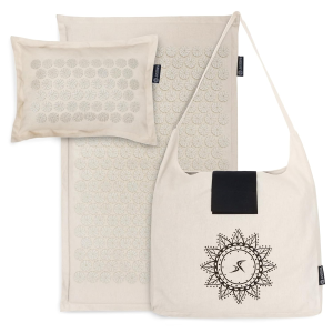 Ki Acupressure Mat & Pillow Set – 100% Natural Linen & Coconut Fiber for Pain Relief & Relaxation (Sand Dunes)