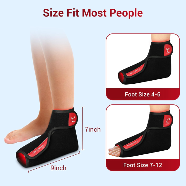 Cordless Red Light Therapy Foot Wrap – Infrared Heat for Heel & Ankle Pain Relief (5000mAh, 9” x 7”) - Image 2