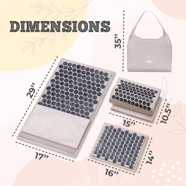 Balance Mate Acupressure Mat & Pillow Set – Natural Pain Relief & Relaxation (Soft Cream) - Image 7
