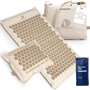 DoSensePro Acupressure Mat & Pillow Set with Hot/Cold Gel Pack – Natural Pain & Stress Relief