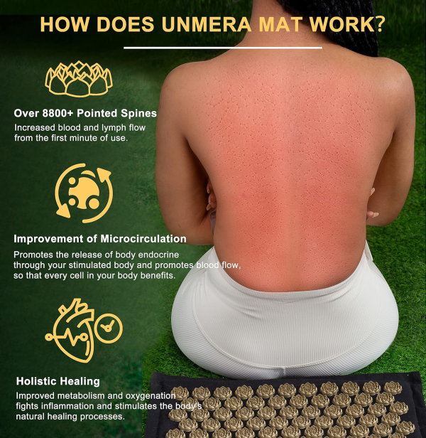 UNMERA Premium Acupressure Mat & Pillow Set – Natural Linen & Coconut Fiber for Pain & Stress Relief - Image 5