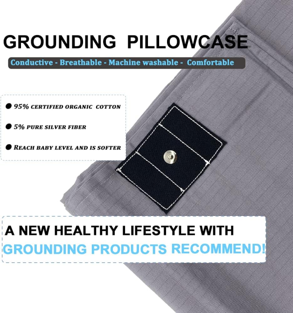 Grounding Pillowcase – Conductive Silver Fiber for Sleep, Stress & Pain Relief (King Size, 20” x 36”, Gray) - Image 8