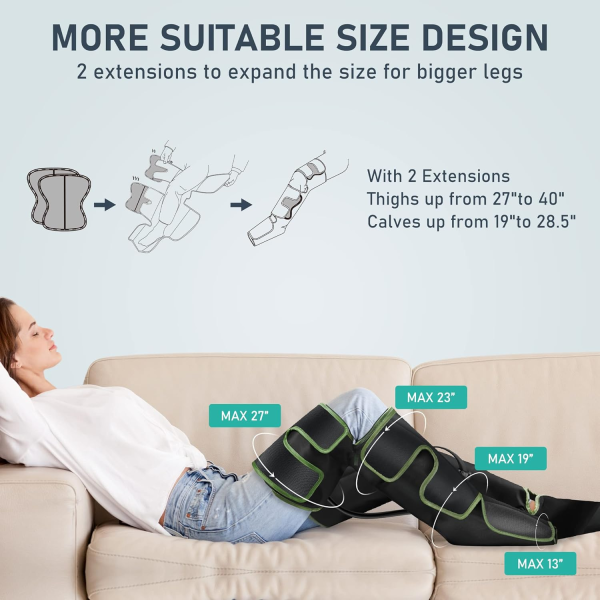 QUINEAR Leg Massager with Heat & Compression – Circulation & Pain Relief for Calves, Feet & Thighs - Image 8