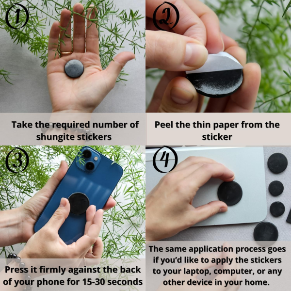 Shungite Protection Set – EMF Blocking Pyramid & Cell Phone Stickers - Image 5