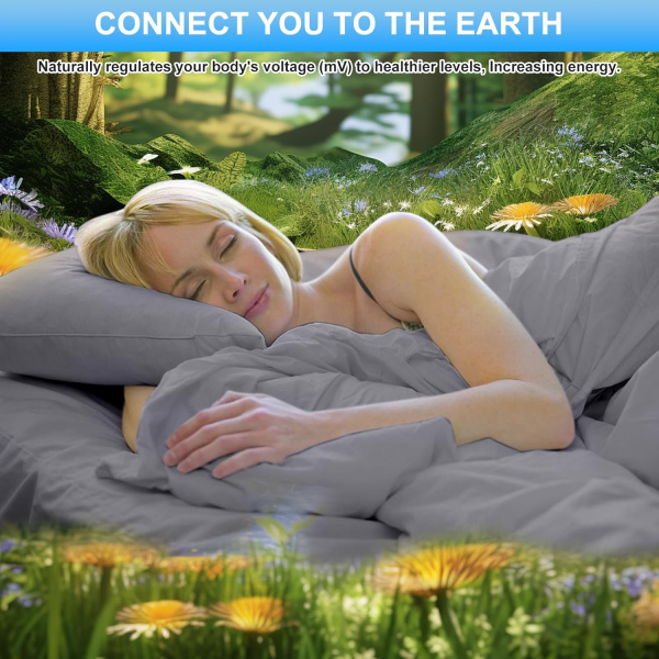 Grounding Sheets – Organic Cotton & Silver Fiber Earthing Fitted Sheet for Sleep & Wellness (Queen Size, 60” x 80”) - Image 5