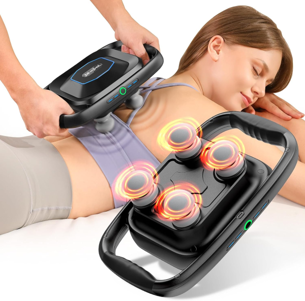 TheraPanel 4-Head Massage Gun – Deep Tissue Massager for Back, Neck & Shoulders
