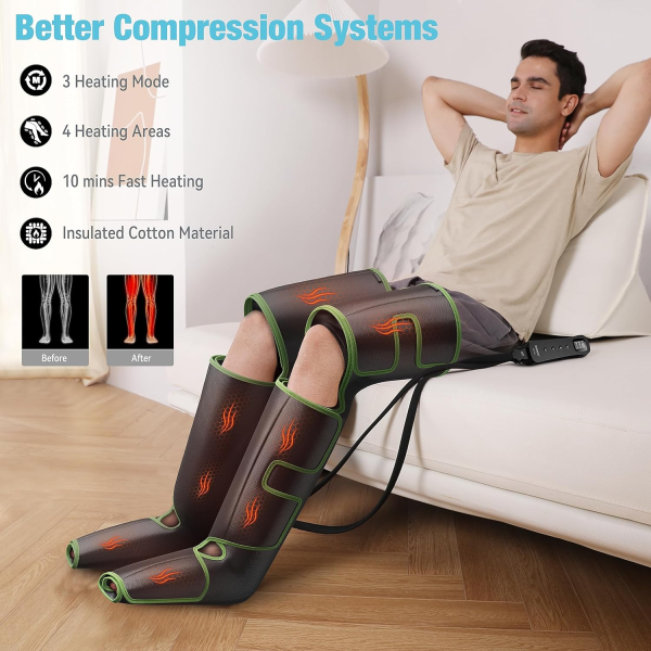 QUINEAR Leg Massager with Heat & Compression – Circulation & Pain Relief for Calves, Feet & Thighs - Image 2
