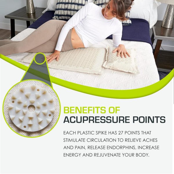 Ki Acupressure Mat & Pillow Set – 100% Natural Linen & Coconut Fiber for Pain Relief & Relaxation (Sand Dunes) - Image 3