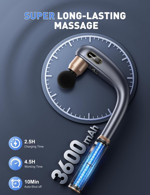 Extended Handle Massage Gun – Deep Tissue Back & Muscle Massager for Pain Relief - Image 5