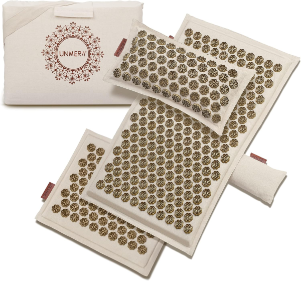 UNMERA Premium Acupressure Mat & Pillow Set – Natural Linen & Coconut Fiber for Pain & Stress Relief
