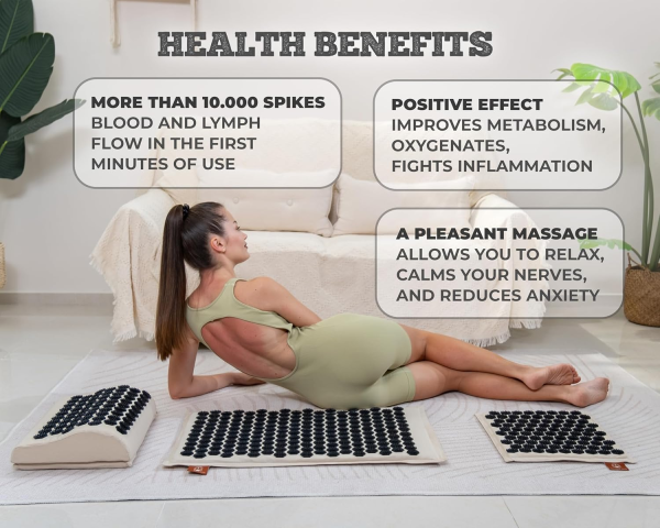Balance Mate Acupressure Mat & Pillow Set – Natural Pain Relief & Relaxation (Soft Cream) - Image 8