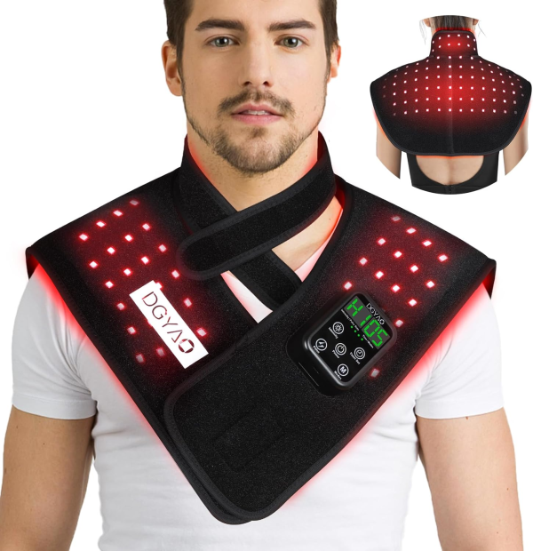 Cordless Red Light Therapy Wrap – Infrared & Near-Infrared LED Device for Shoulder & Neck Pain Relief (Portable & Adjustable)