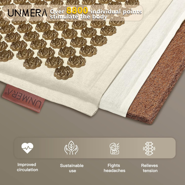 UNMERA Premium Acupressure Mat & Pillow Set – Natural Linen & Coconut Fiber for Pain & Stress Relief - Image 4