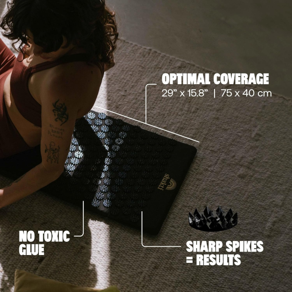 Premium Shakti Acupressure Mat – Original Intensity for Deep Muscle Relief & Relaxation (Shakti Black) - Image 5