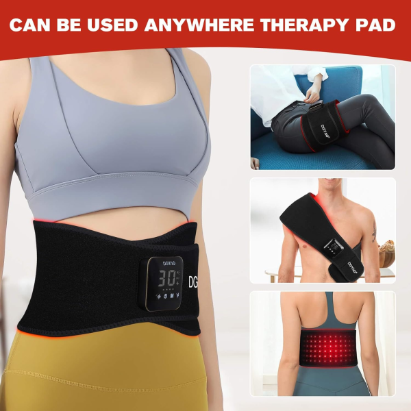 D MAX Cordless Red Light Therapy Belt – Infrared Therapy Wrap for Back & Body Pain Relief (Pulse Therapy, Adjustable Intensity, 4000mAh Battery) - Image 4