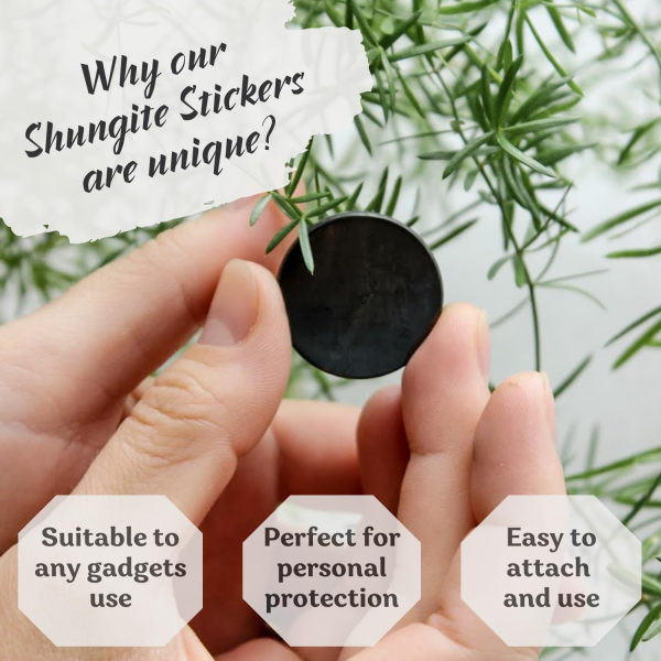 Shungite Protection Set – EMF Blocking Pyramid & Cell Phone Stickers - Image 4