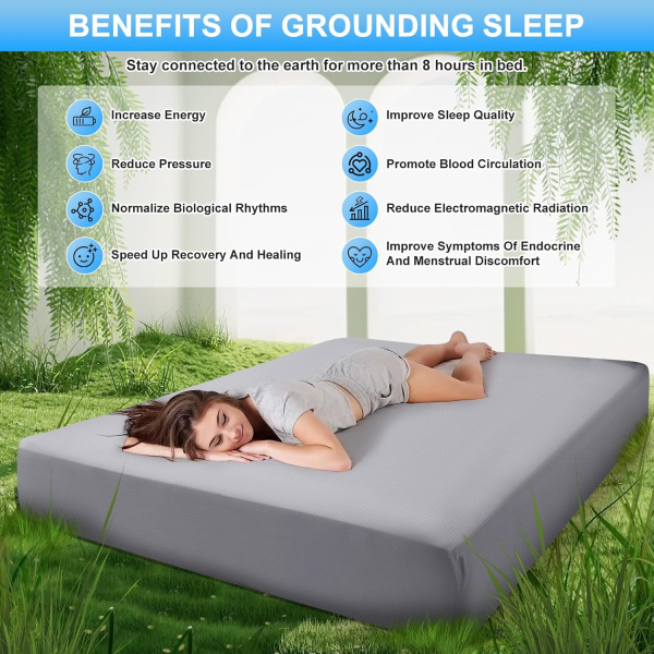 Grounding Sheets – Organic Cotton & Silver Fiber Earthing Fitted Sheet for Sleep & Wellness (Queen Size, 60” x 80”) - Image 2
